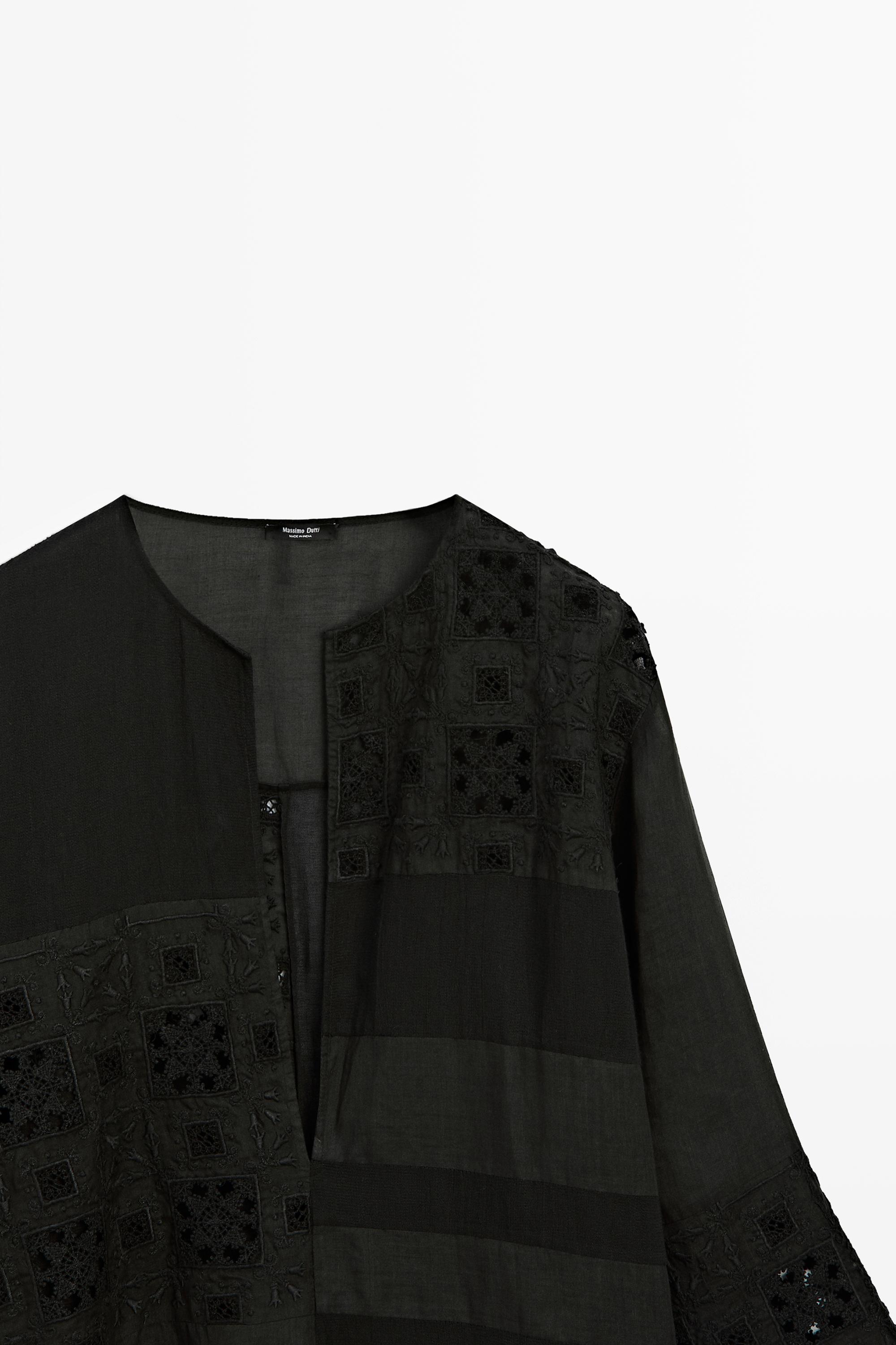 Flowing embroidered kaftan dress